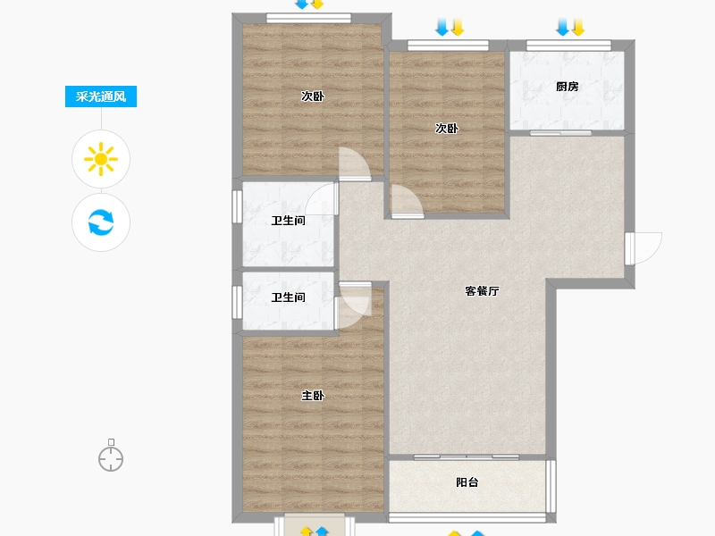 河南省-许昌市-唐宁湾-91.00-户型库-采光通风