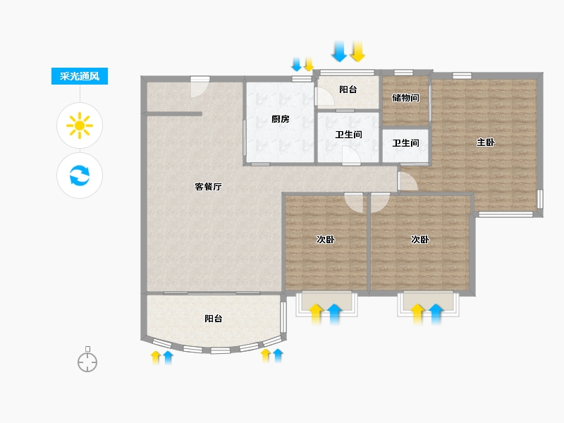 江西省-南昌市-鹿璟名居-130.00-户型库-采光通风