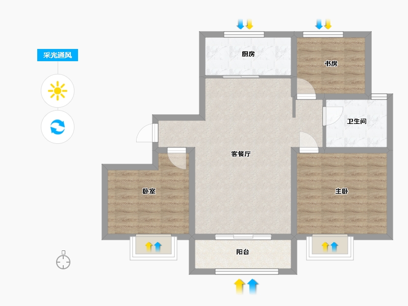 山东省-济宁市-中玮新城-76.00-户型库-采光通风