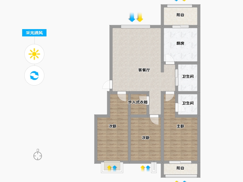 山西省-朔州市-金城上府-110.00-户型库-采光通风