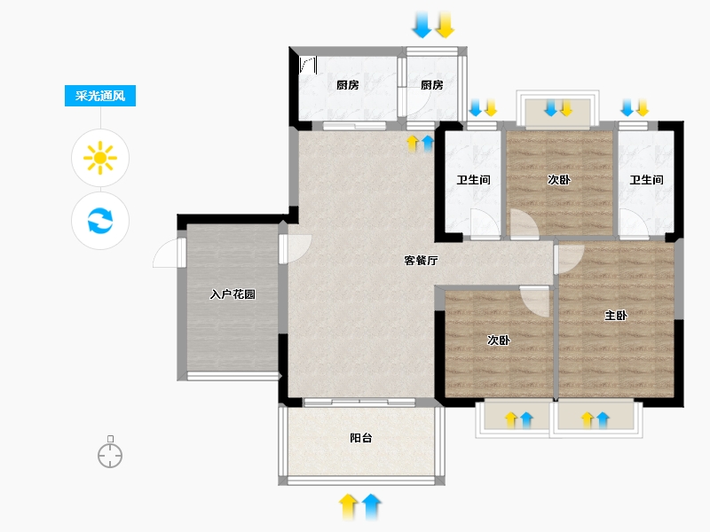 广东省-惠州市-宏新蜜糖小城-118.71-户型库-采光通风