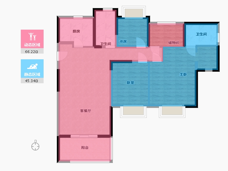 江苏省-苏州市-向东岛花园-106.80-户型库-动静分区