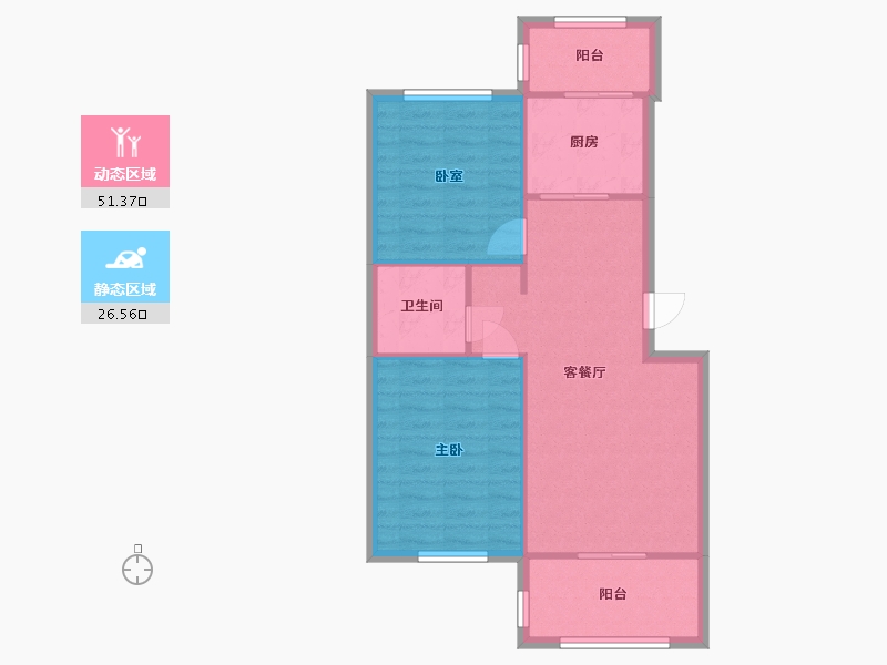 河北省-廊坊市-首钢燕郊机械厂住宅区-86.26-户型库-动静分区