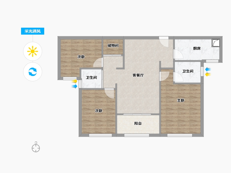 江苏省-苏州市-中南·春风南岸-81.00-户型库-采光通风