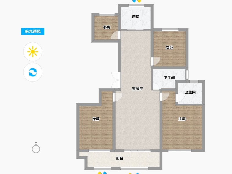 河南省-开封市-鼎立国际城-115.00-户型库-采光通风