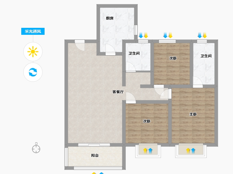 河北省-衡水市-颐高郎悦府-90.00-户型库-采光通风