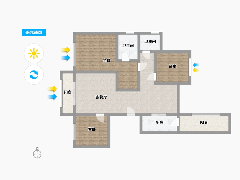 河北省-廊坊市-奥体花园小区-110.00-户型库-采光通风