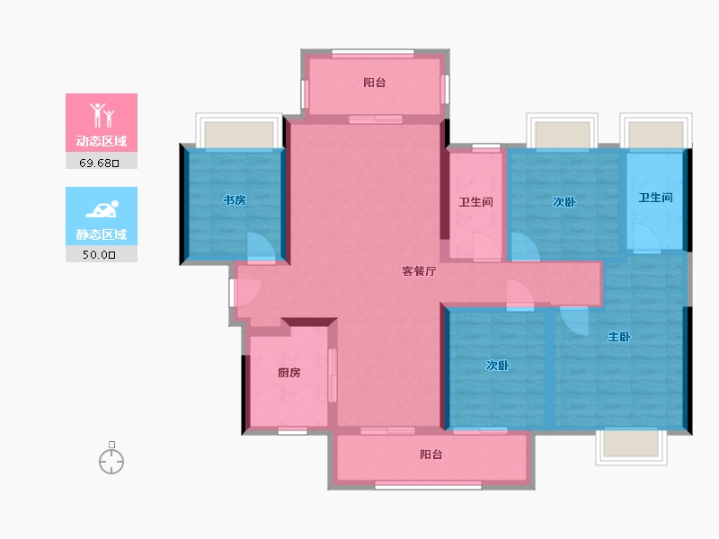 广西壮族自治区-贵港市-吾悦和府-104.47-户型库-动静分区