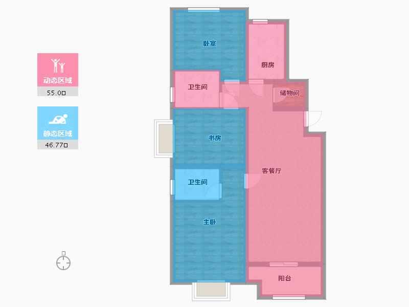 陕西省-西安市-亿润花园-一期-98.00-户型库-动静分区