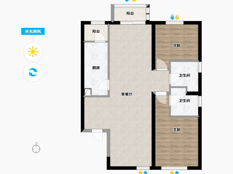 北京-北京市-新馨苑-102.00-户型库-采光通风