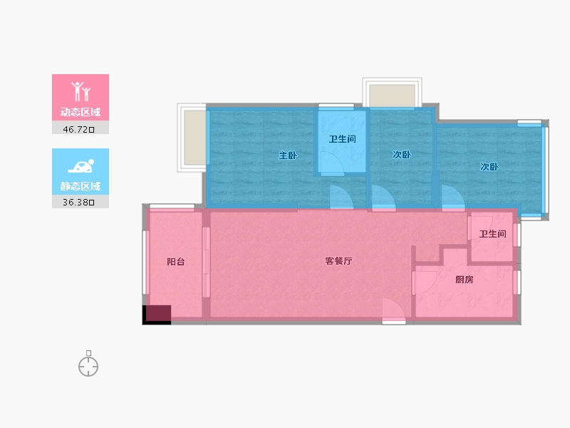 浙江省-宁波市-天铂佳苑-85.00-户型库-动静分区