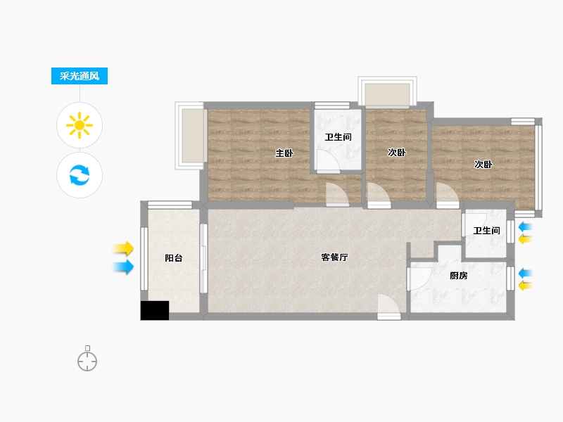 浙江省-宁波市-天铂佳苑-85.00-户型库-采光通风