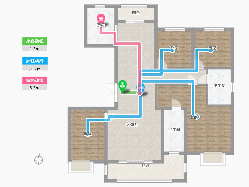 陕西省-西安市-龙记观园-130.00-户型库-动静线