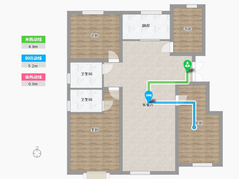 内蒙古自治区-鄂尔多斯市-维邦紫雍府-124.00-户型库-动静线