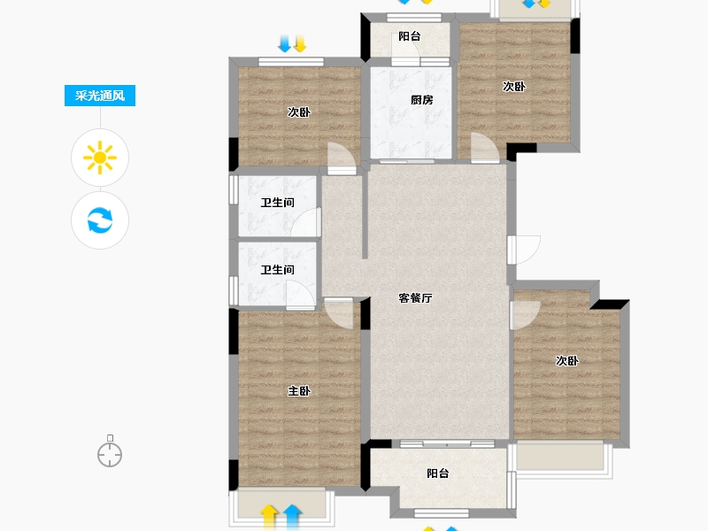 四川省-南充市-敏捷天越一期-102.00-户型库-采光通风