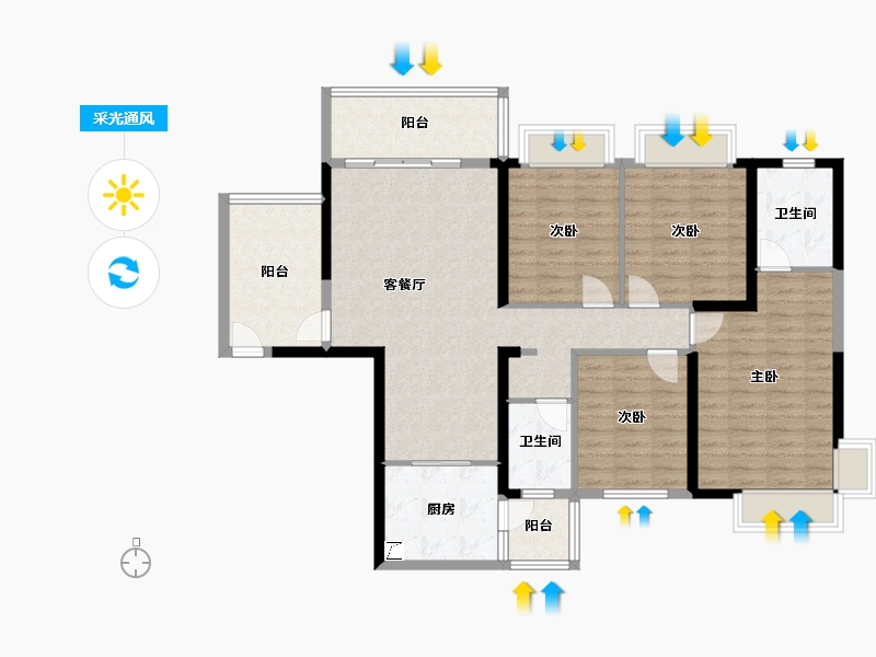 广西壮族自治区-南宁市-民族-125.00-户型库-采光通风