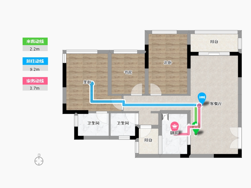 重庆-重庆市-棠宁府-73.00-户型库-动静线