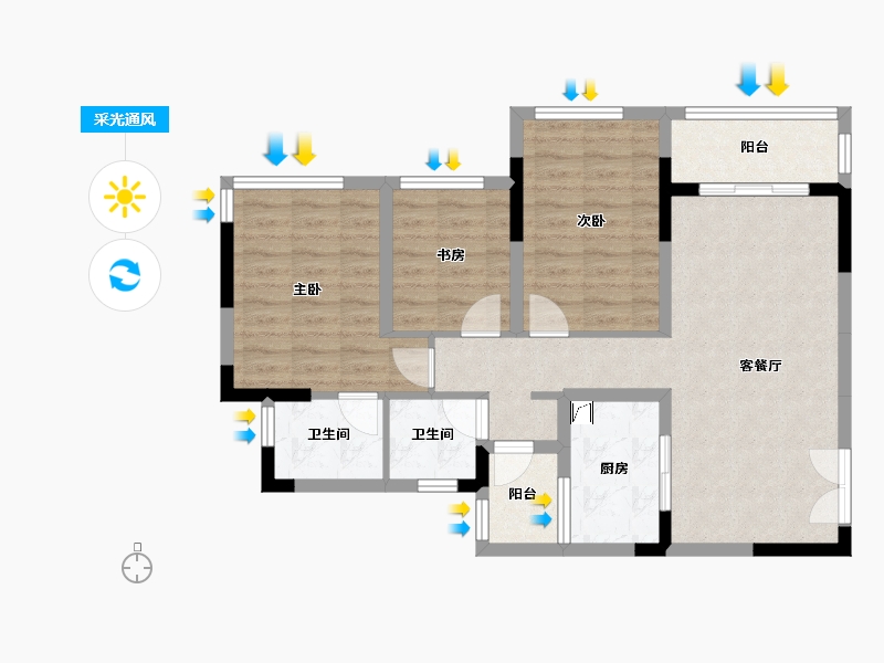 重庆-重庆市-棠宁府-73.00-户型库-采光通风
