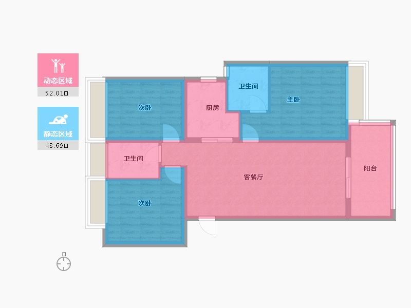 湖北省-武汉市-军运村-88.00-户型库-动静分区