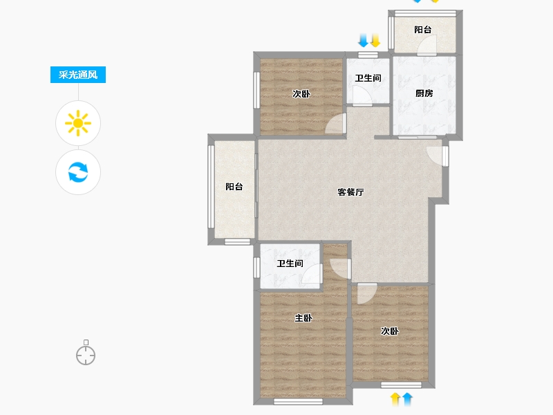 湖北省-武汉市-万科汉口传奇锦棠-105.00-户型库-采光通风