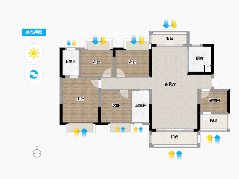 广西壮族自治区-梧州市-碧桂园-123.00-户型库-采光通风