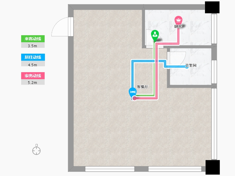 江西省-宜春市-丰城市新城区雷焕路566号良辰悦购中心A907室-45.00-户型库-动静线