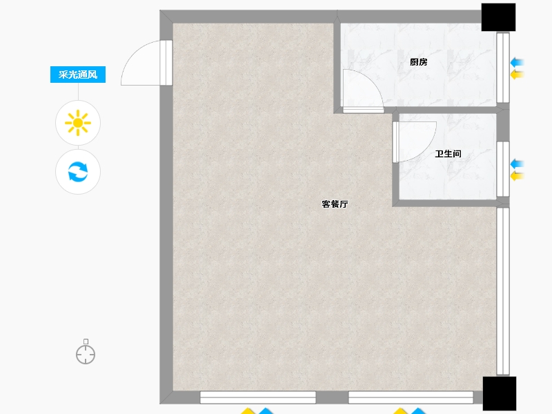 江西省-宜春市-丰城市新城区雷焕路566号良辰悦购中心A907室-45.00-户型库-采光通风