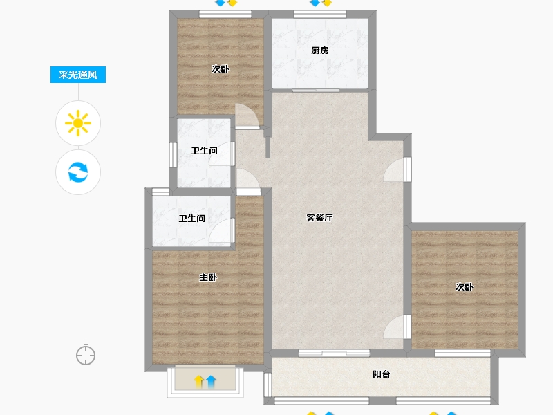 山东省-济宁市-学府花园二期-101.89-户型库-采光通风