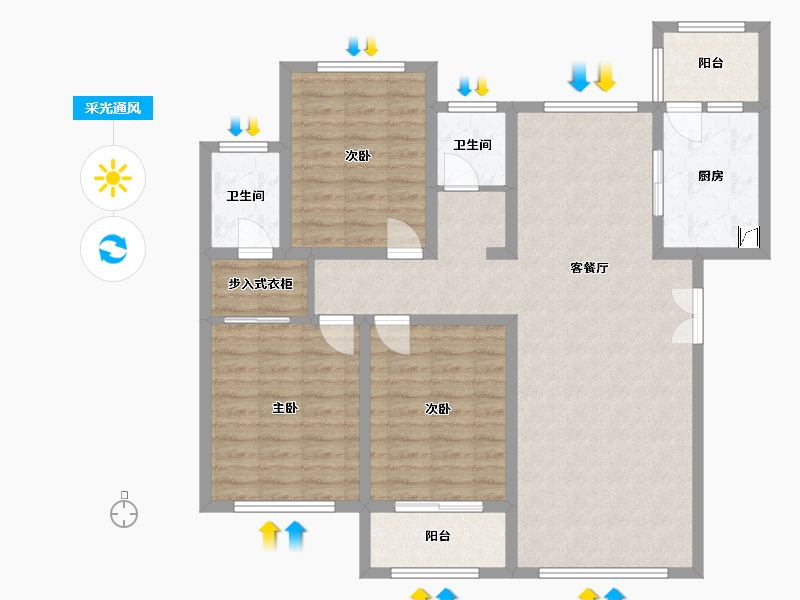 陕西省-宝鸡市-天耀雍华公馆-A区-135.00-户型库-采光通风