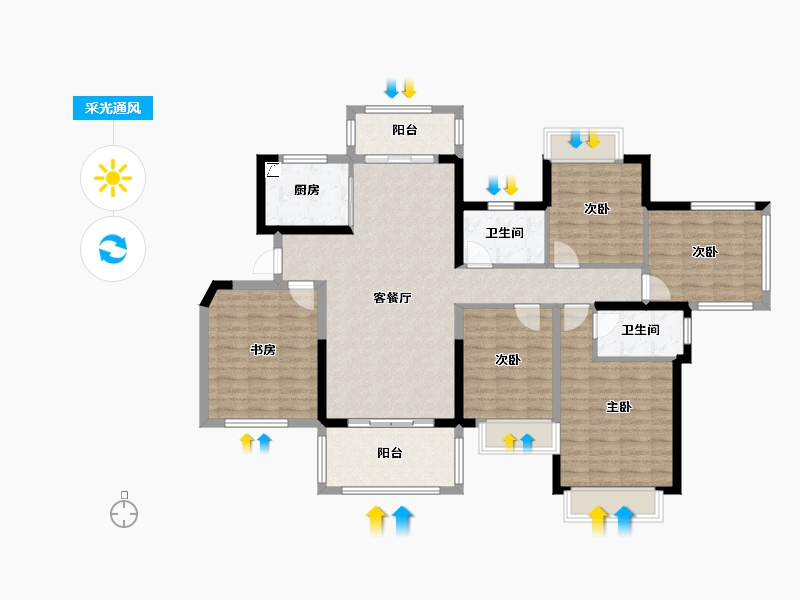 广西壮族自治区-玉林市-幸福里新城-120.00-户型库-采光通风