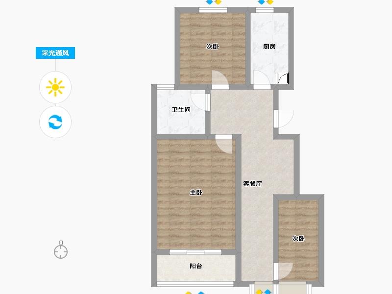 山东省-济宁市-大刘庙小区-70.00-户型库-采光通风