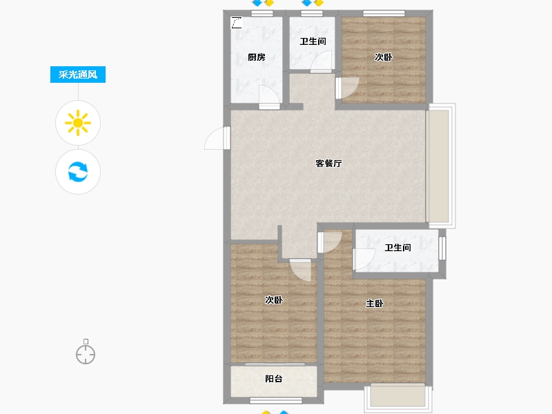 山东省-青岛市-中欧国际城北一区-92.51-户型库-采光通风