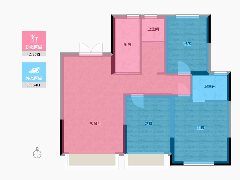 吉林省-四平市-硅谷书香邑-83.23-户型库-动静分区