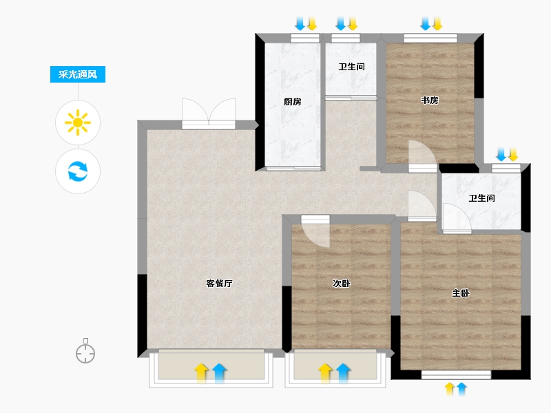 吉林省-四平市-硅谷书香邑-83.23-户型库-采光通风