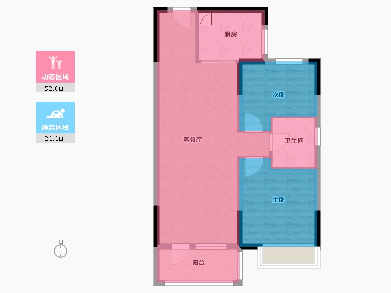 河北省-唐山市-碧桂园珑悦东方-65.00-户型库-动静分区