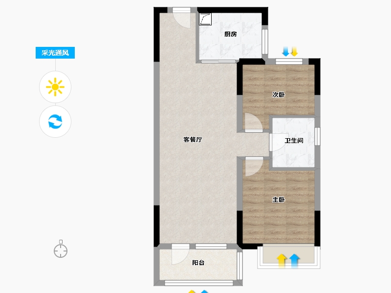 河北省-唐山市-碧桂园珑悦东方-65.00-户型库-采光通风