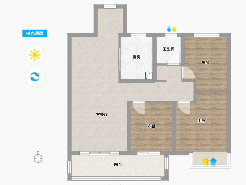 河北省-沧州市-吾悦华府-81.00-户型库-采光通风