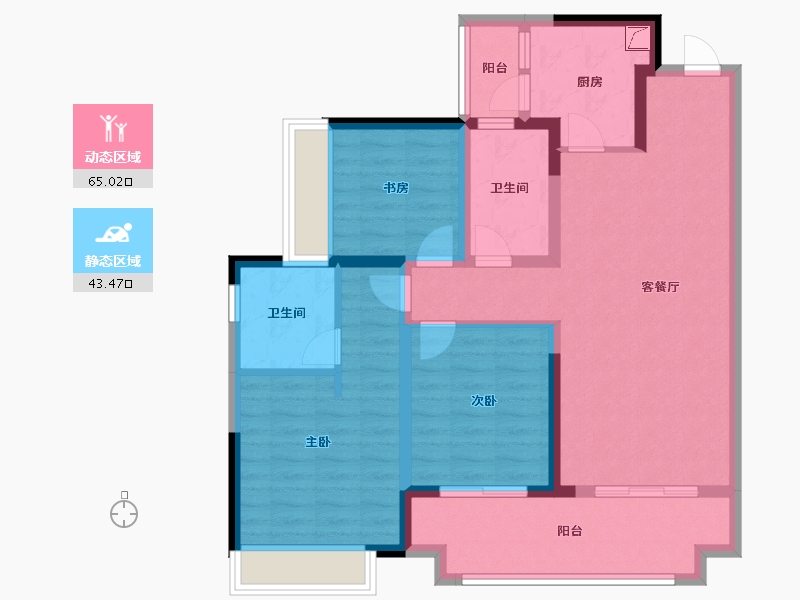 贵州省-贵阳市-吾悦华府-96.00-户型库-动静分区