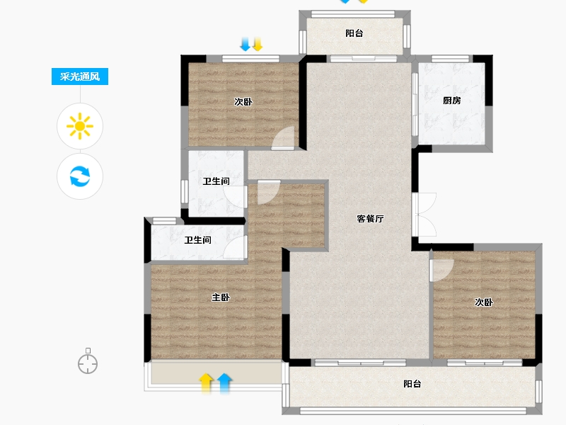 河南省-周口市-建业世和府二期-120.00-户型库-采光通风