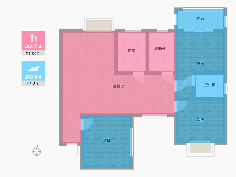 陕西省-咸阳市-碧水豪庭-98.00-户型库-动静分区