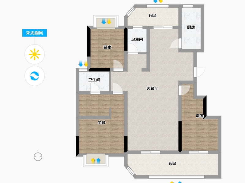 浙江省-杭州市-曼城家园-125.00-户型库-采光通风