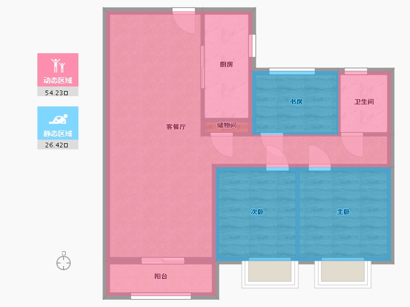 河北省-唐山市-万科公园大道2期-80.00-户型库-动静分区