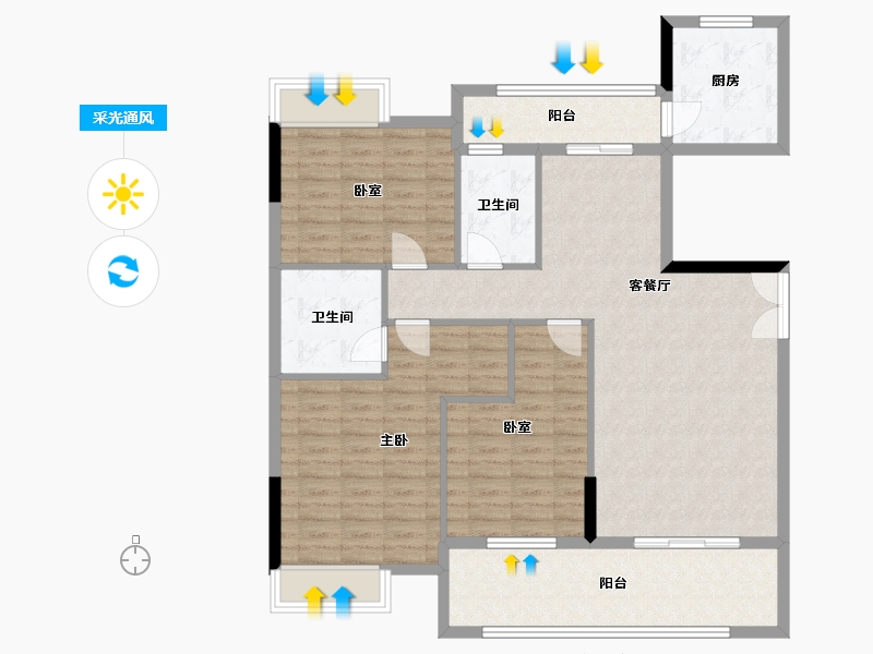 江西省-九江市-龙城壹品小区-115.00-户型库-采光通风