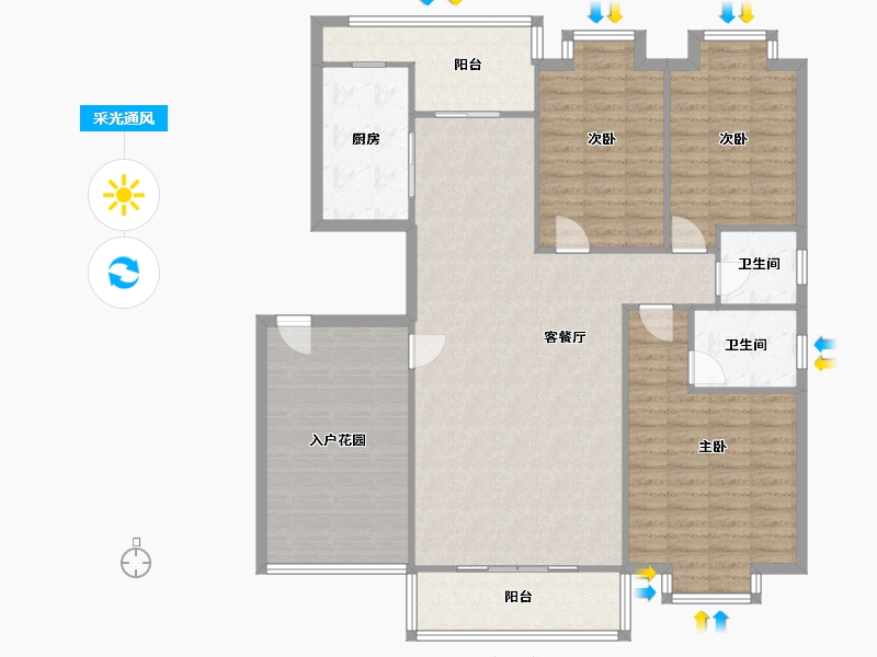 湖南省-长沙市-江山帝景-141.00-户型库-采光通风