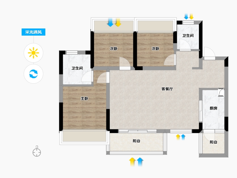 四川省-达州市-金科.集美天宸-86.00-户型库-采光通风