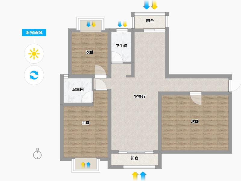 河南省-信阳市-尚城名都-85.00-户型库-采光通风