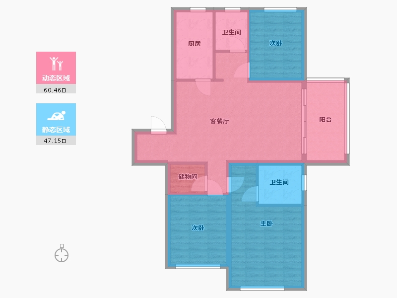 山东省-青岛市-新城云樾晓院-96.86-户型库-动静分区