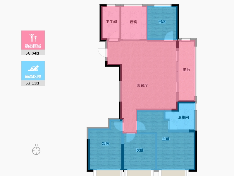 浙江省-金华市-福田金茂府-109.00-户型库-动静分区