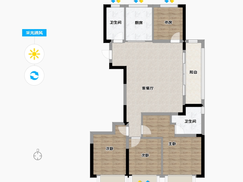 浙江省-金华市-福田金茂府-109.00-户型库-采光通风