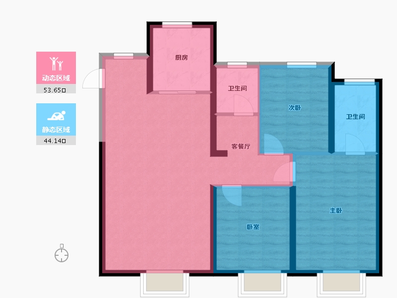 新疆维吾尔自治区-乌鲁木齐市-中南上悦城-88.47-户型库-动静分区